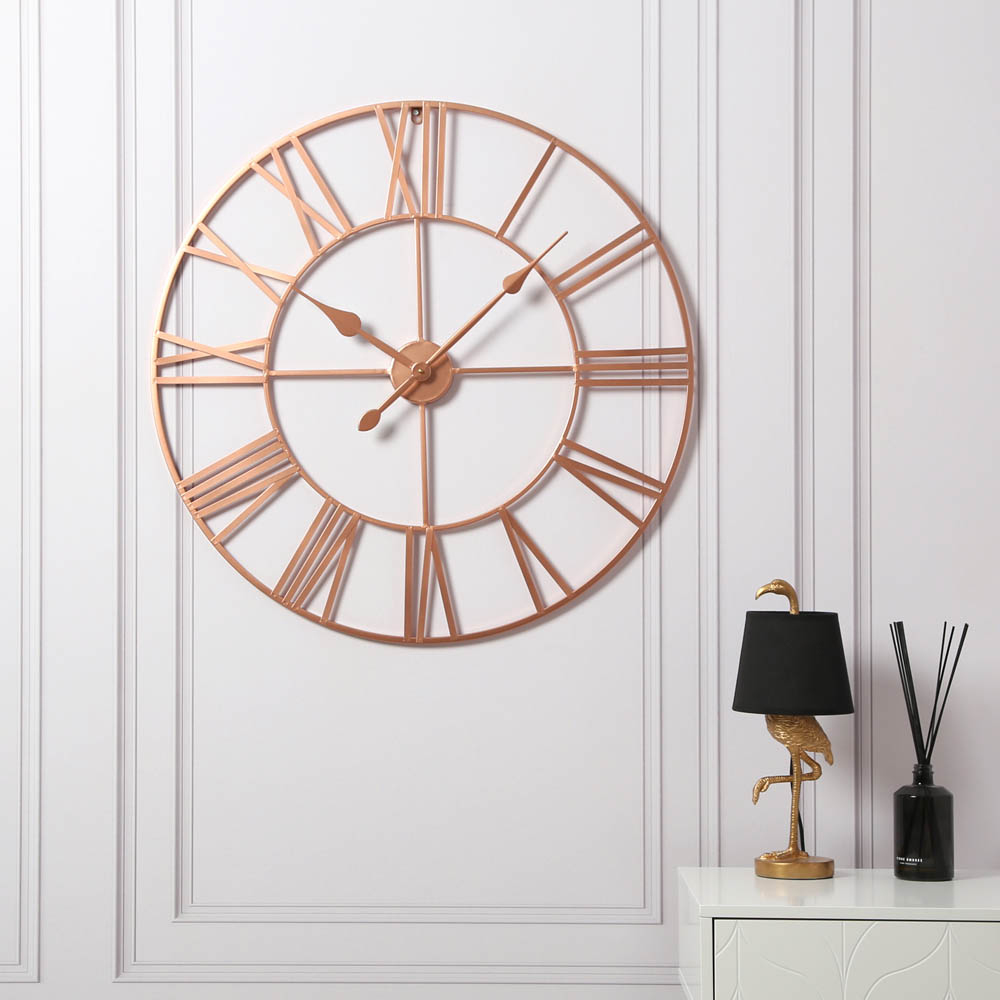 EOS Copper Skeleton Wall Clock with Roman Numerals 80cm Image 2