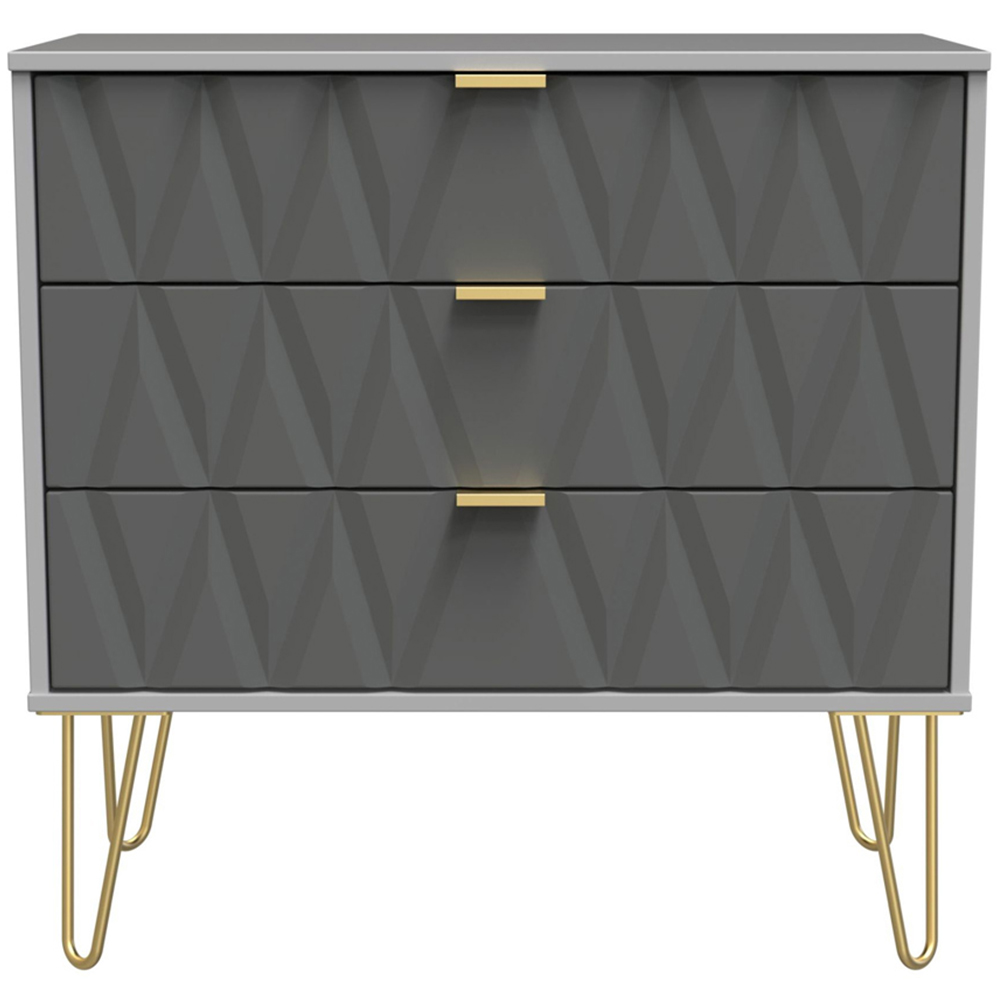 Crowndale Diamond 3 Drawer Matt Shadow and Grey Chest of Drawers Image 3
