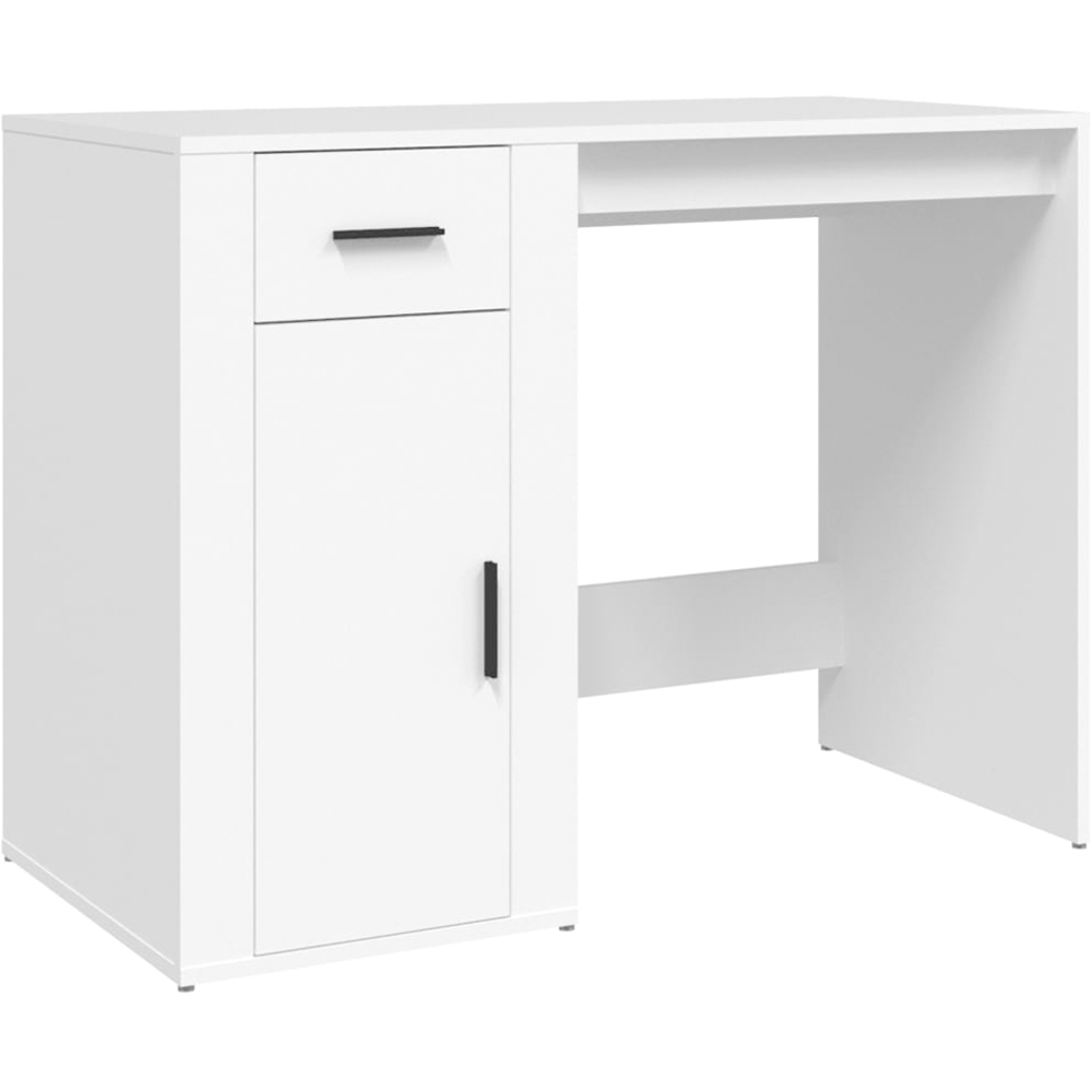 vidaXL Single Door Single Drawer Office Desk White Image 2