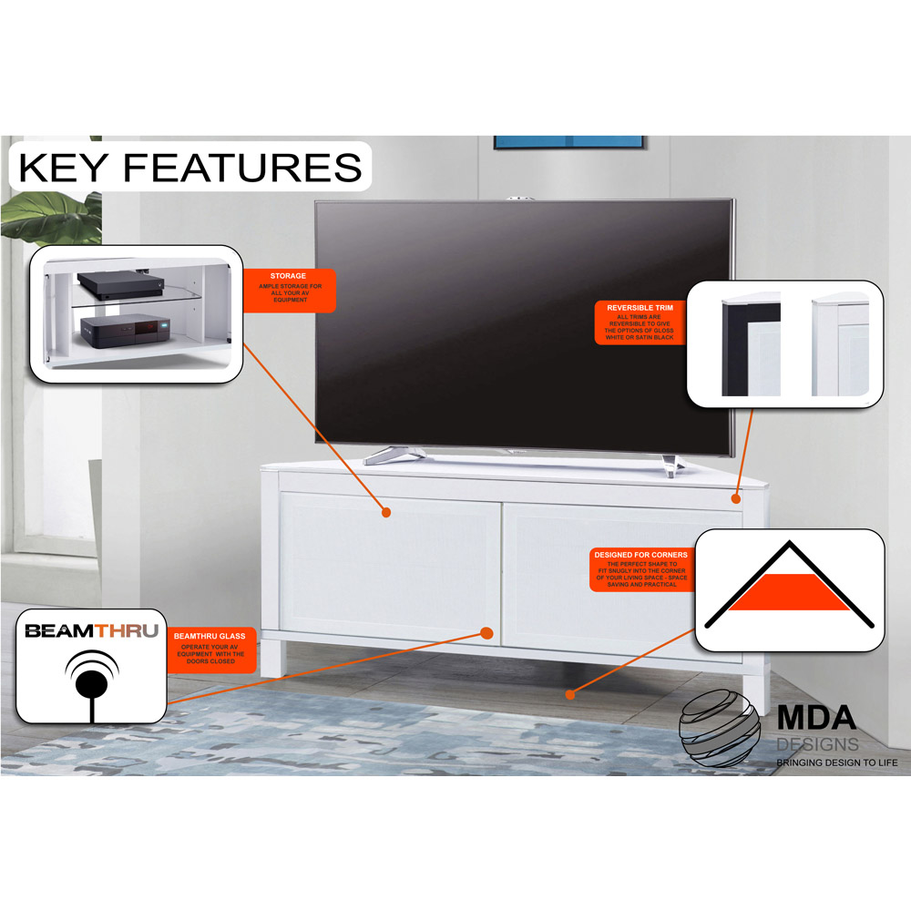 MDA Designs Volans 2 Door White TV Unit Image 9