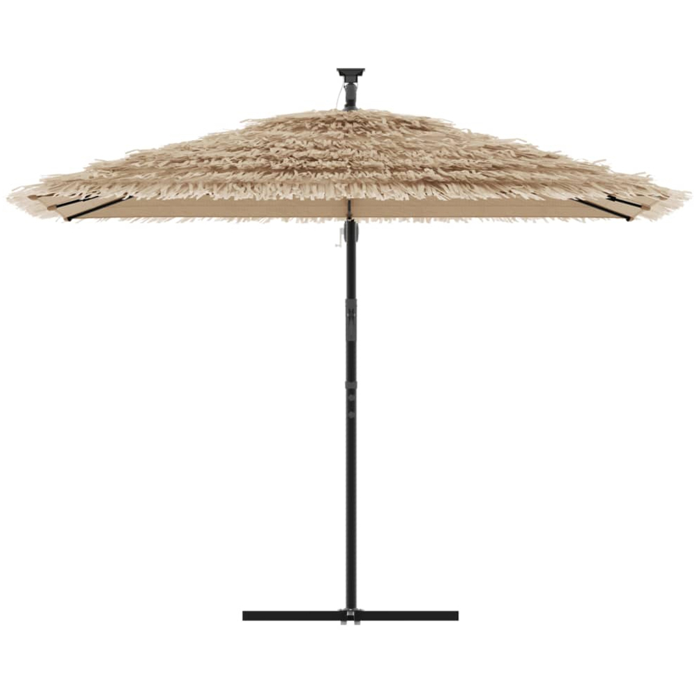 vidaXL Brown LED Light Straw Top Cantilever Parasol with Steel Pole 2.9m Image 3