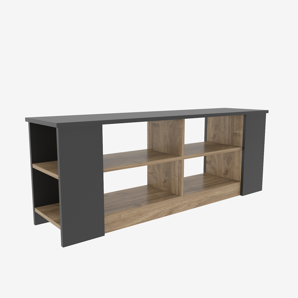 Decorotika Space 8 Shelf Black and Walnut TV Unit Image 2