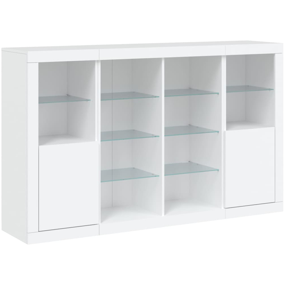 vidaXL 2 Door 12 Shelf White LED Sideboard 3 Piece Image 2