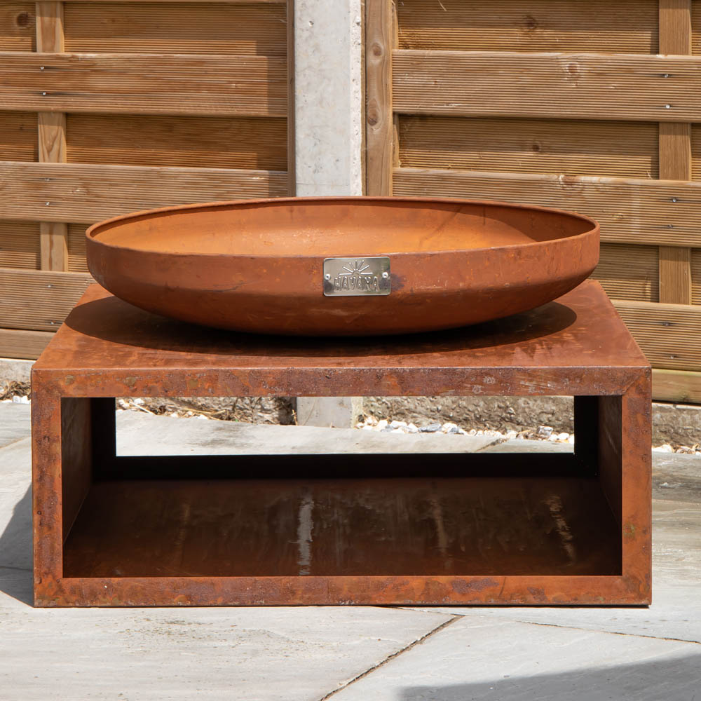 Havana Tierra Outdoor Steel Fire Bowl and Log Store 37cm Image 8