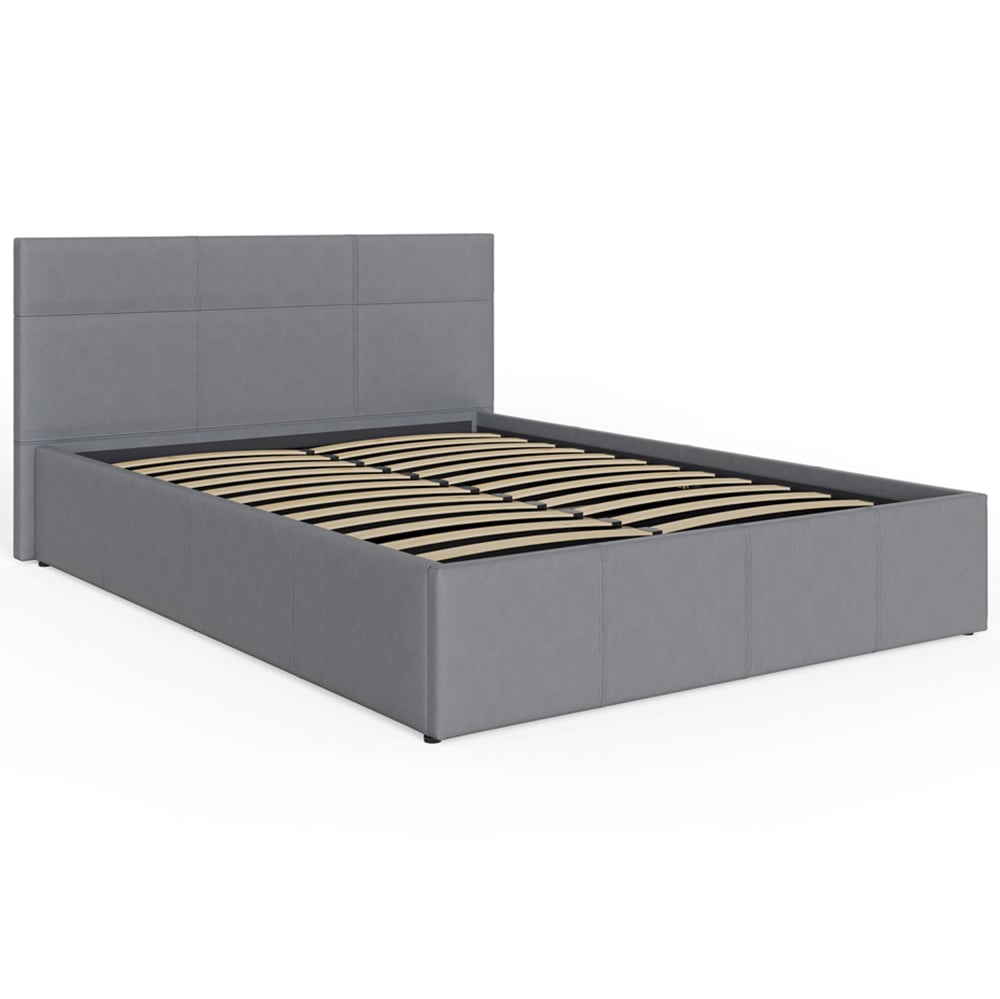 GFW King Size Grey Faux Leather Side Lift Ottoman Bed with Bonnell Mattress Image 3