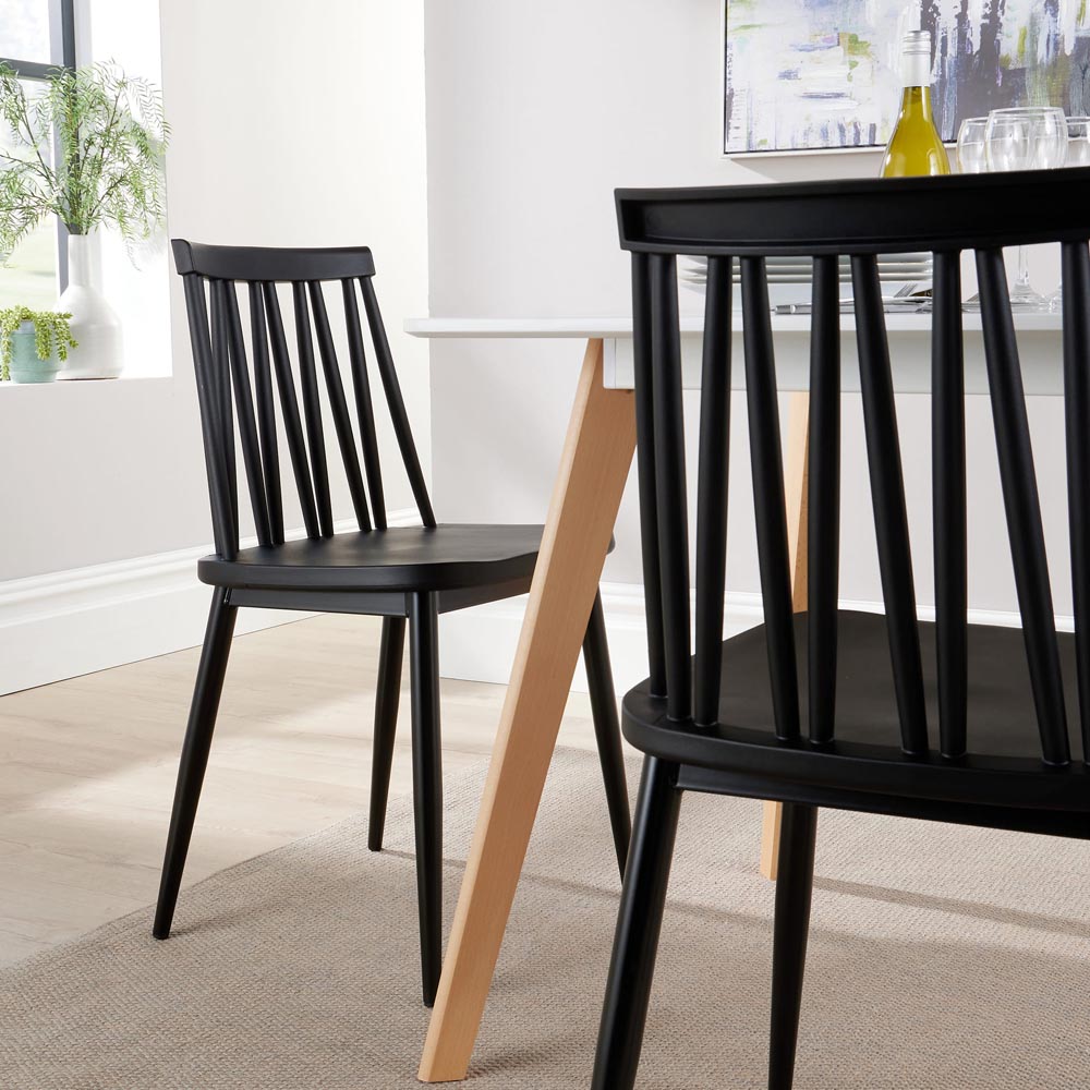 Home Source Fleur Lucy 4 Seater Dining Set Black and White Image 5