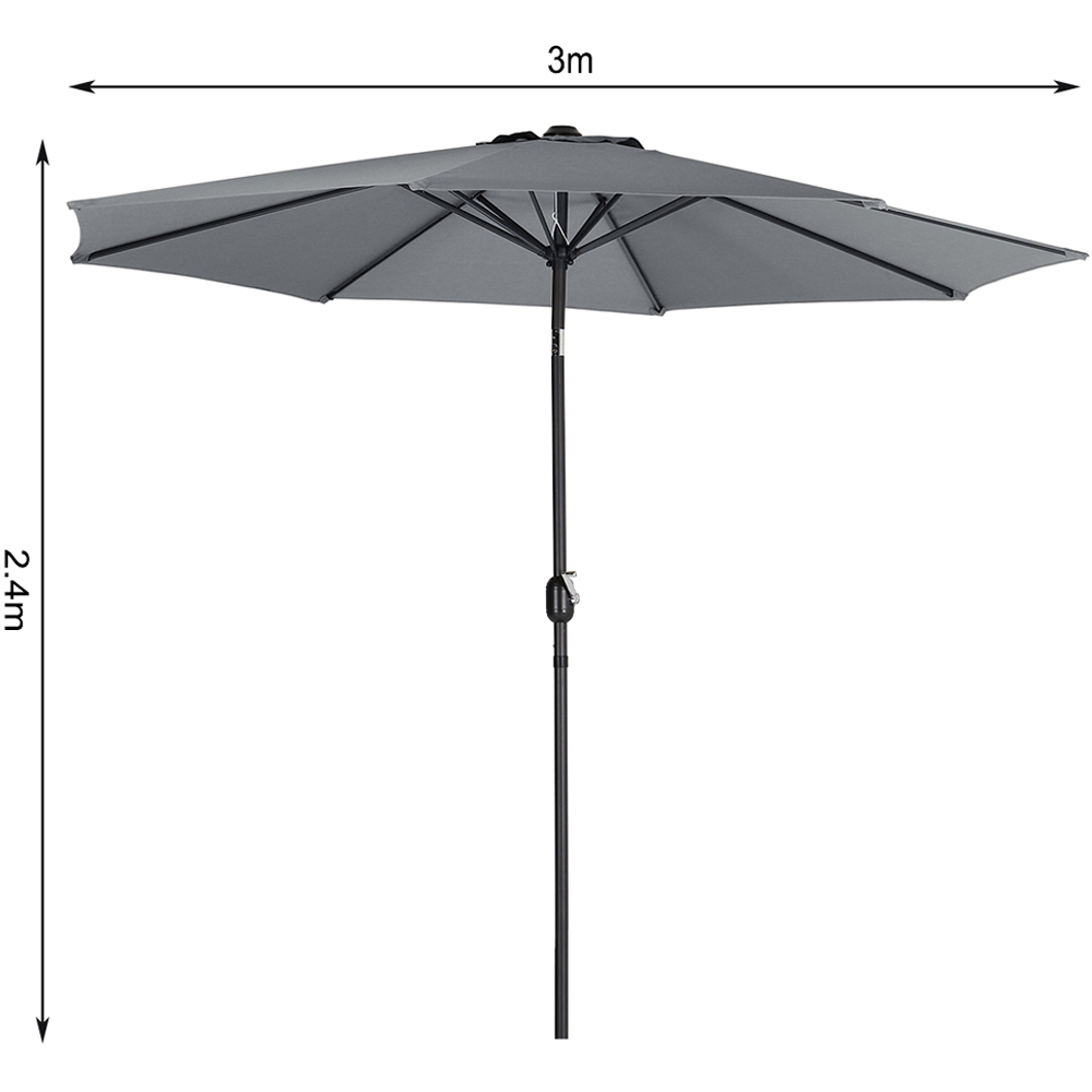 Living and Home Grey Round Crank Tilt Parasol with Floral Round Base 3m Image 7