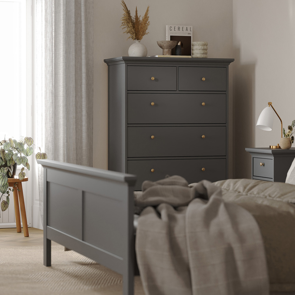 Florence Paris 6 Drawer Matt Grey Chest of Drawers Image 6