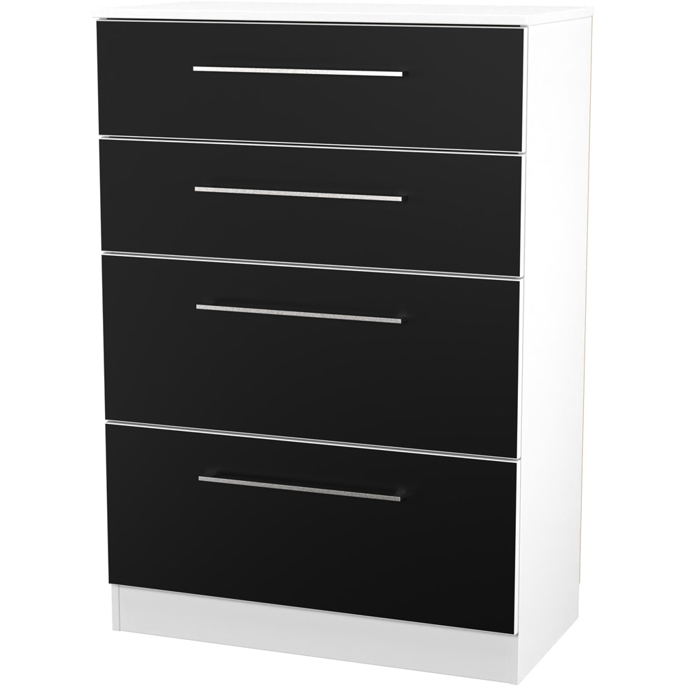 Crowndale Worcester 4 Drawer Matt Black and White Deep Chest of Drawers Ready Assembled Image 3