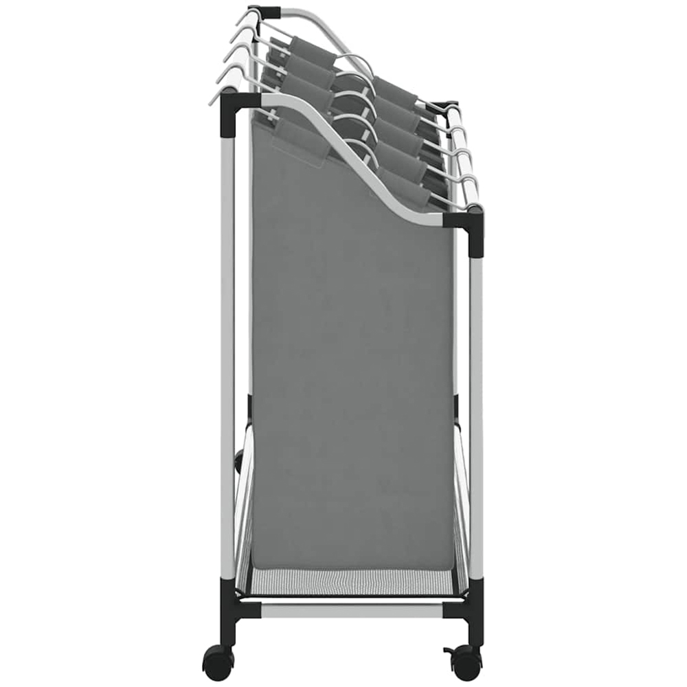 vidaXL 4 Compartment Grey Laundry Basket with Wheels 96 x 40 x 92cm Image 5