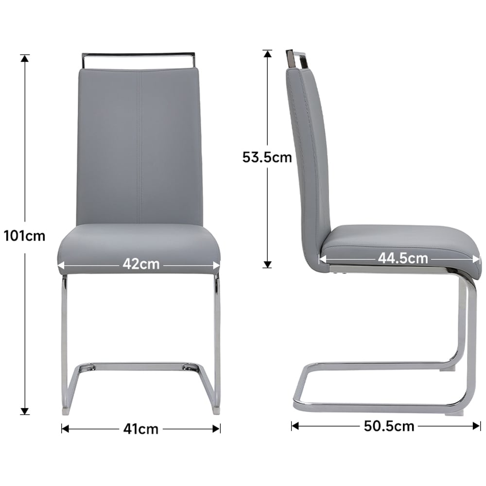 Living and Home Set of 2 Grey Dining Chair Image 9
