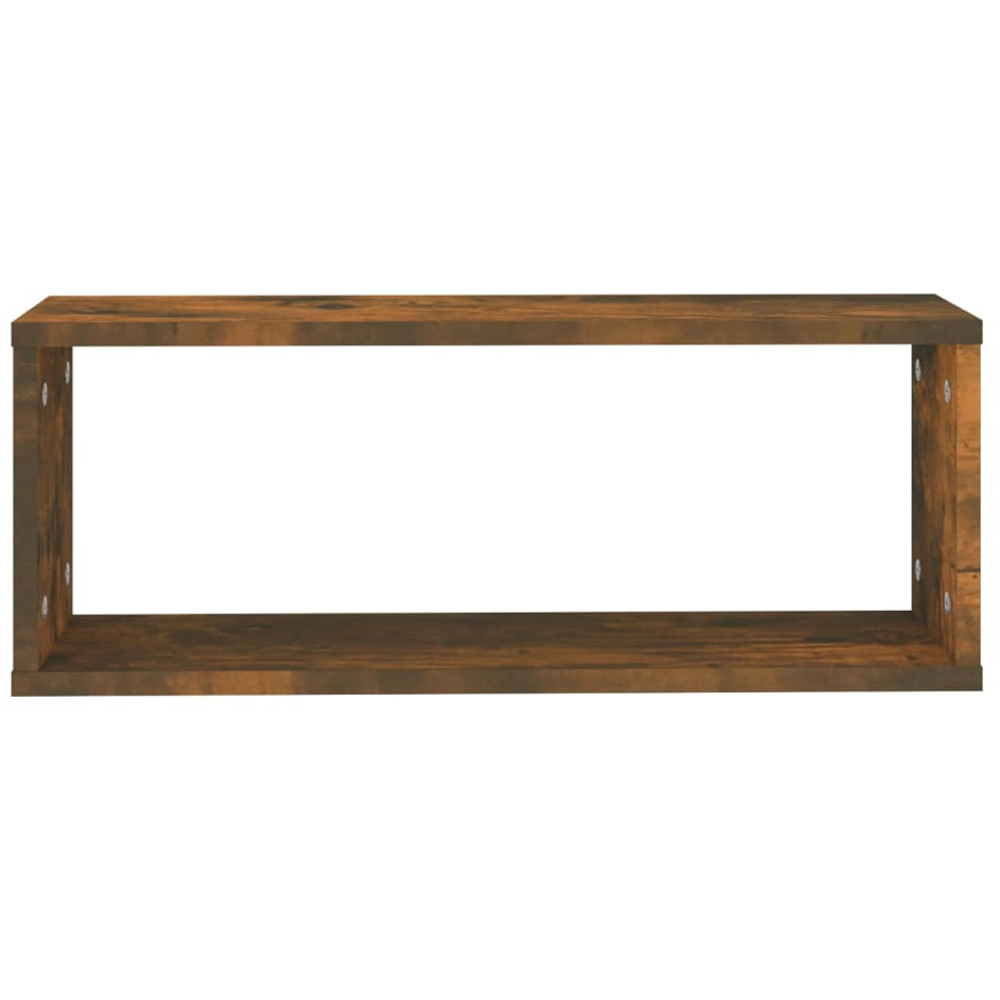 vidaXL 60 x 15 x 23cm Set of 2 Smoked Oak Cube Wall Shelf Image 4