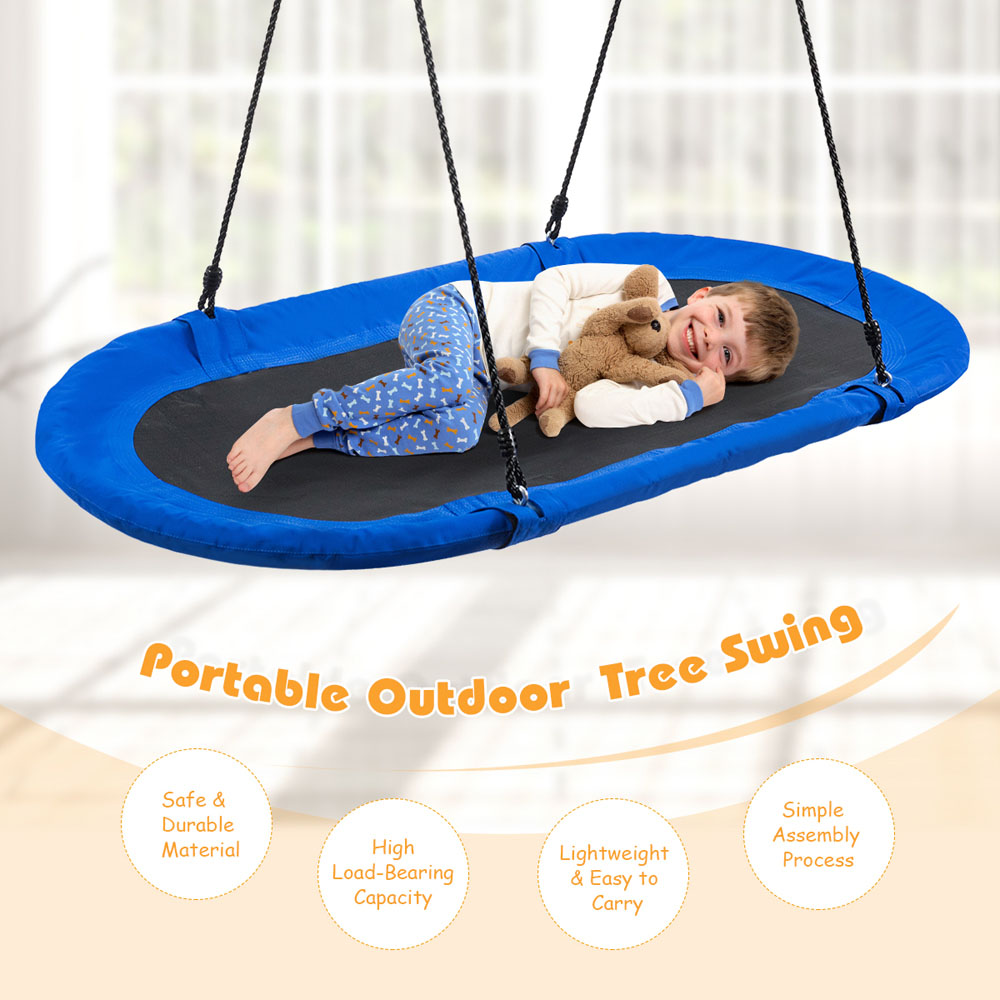Costway Blue Children Oval Adjustable Swing Set 150cm Image 5