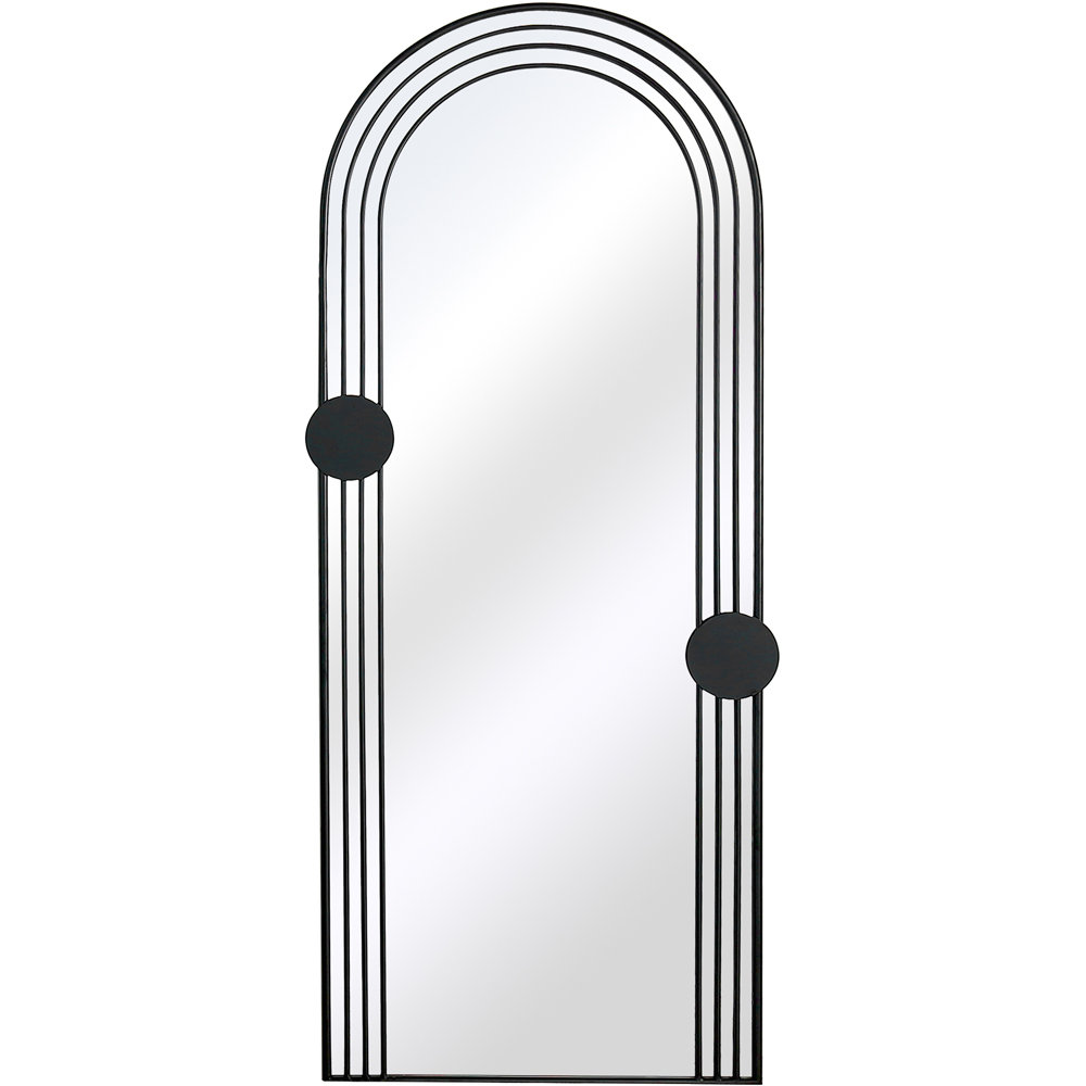 Charles Bentley Warsaw Black Arch Outdoor Wall Mirror with Dots 155 x 64.5cm Image 1
