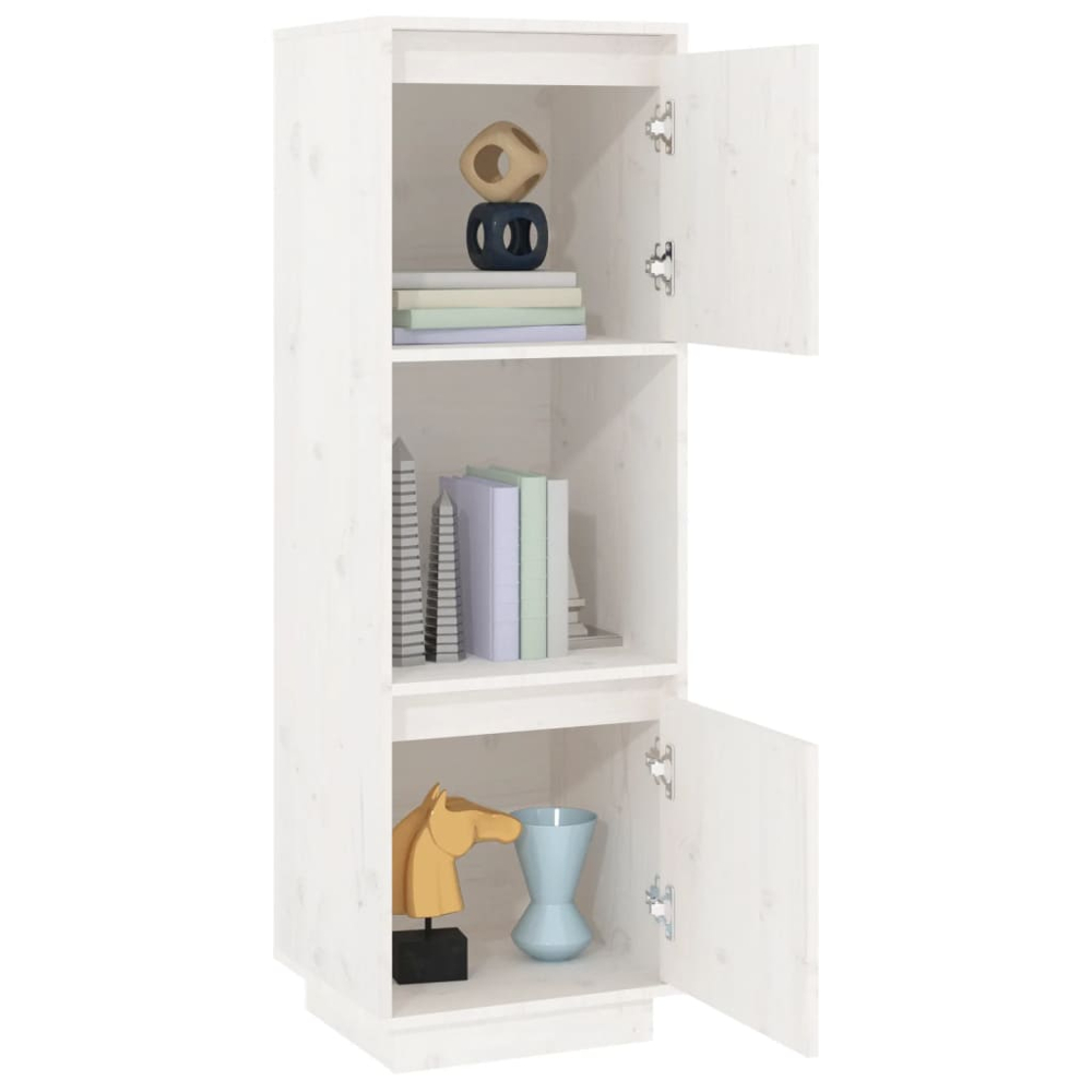 vidaXL 2 Door Single Shelf White Pine Wood Highboard Image 9