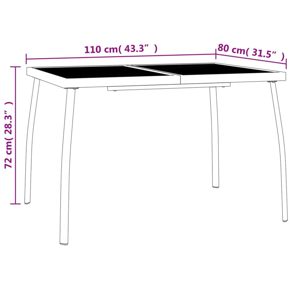 vidaXL 2 Seater Anthracite Steel Mesh Rectangular Garden Table Image 7