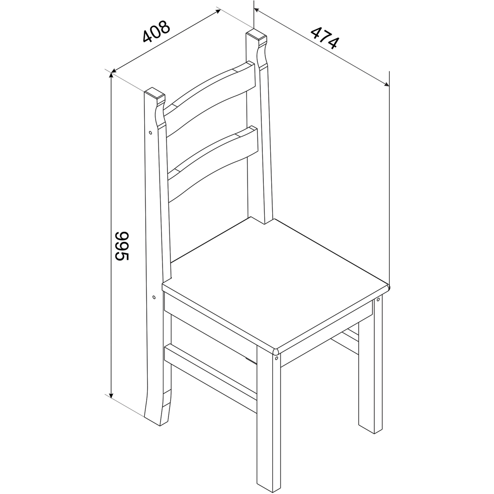 Core Products Corona Set of 2 Linea Black Ladder Back Dining Chair Image 4