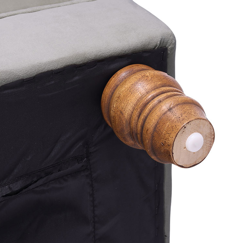 Living and Home Grey Buttoned Velvet Footstool Image 5