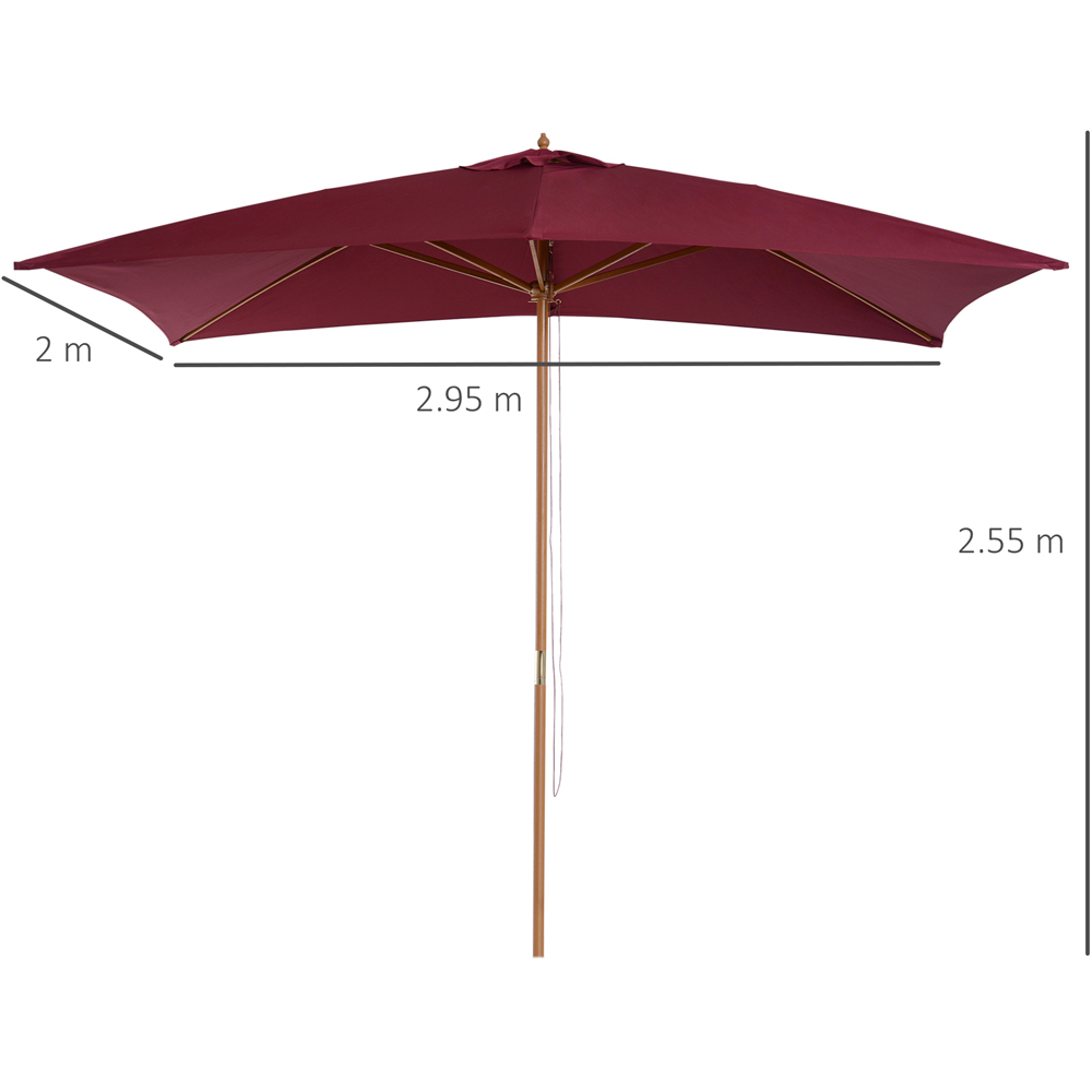 Outsunny Wine Red Wooden Parasol 3 x 2m Image 7