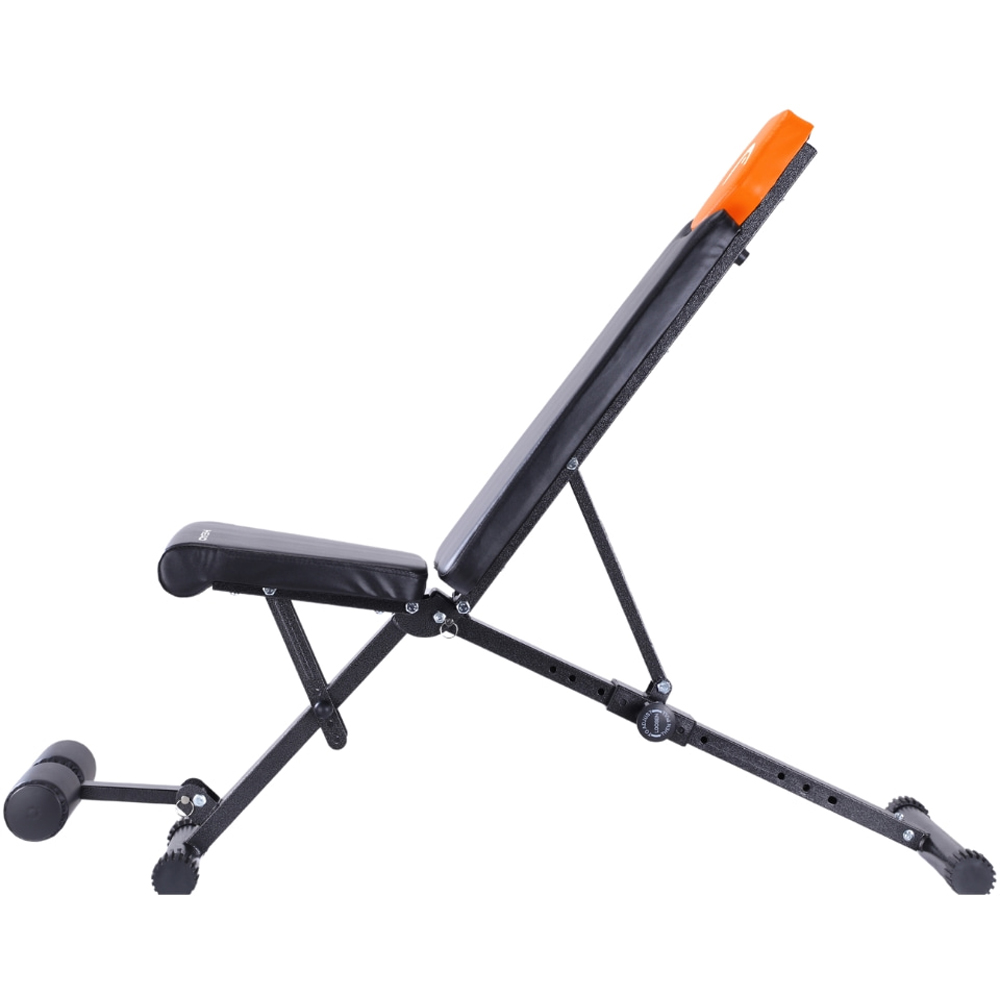 Head Black and Orange Foldable Multi-Functional Fitness Bench Image 4