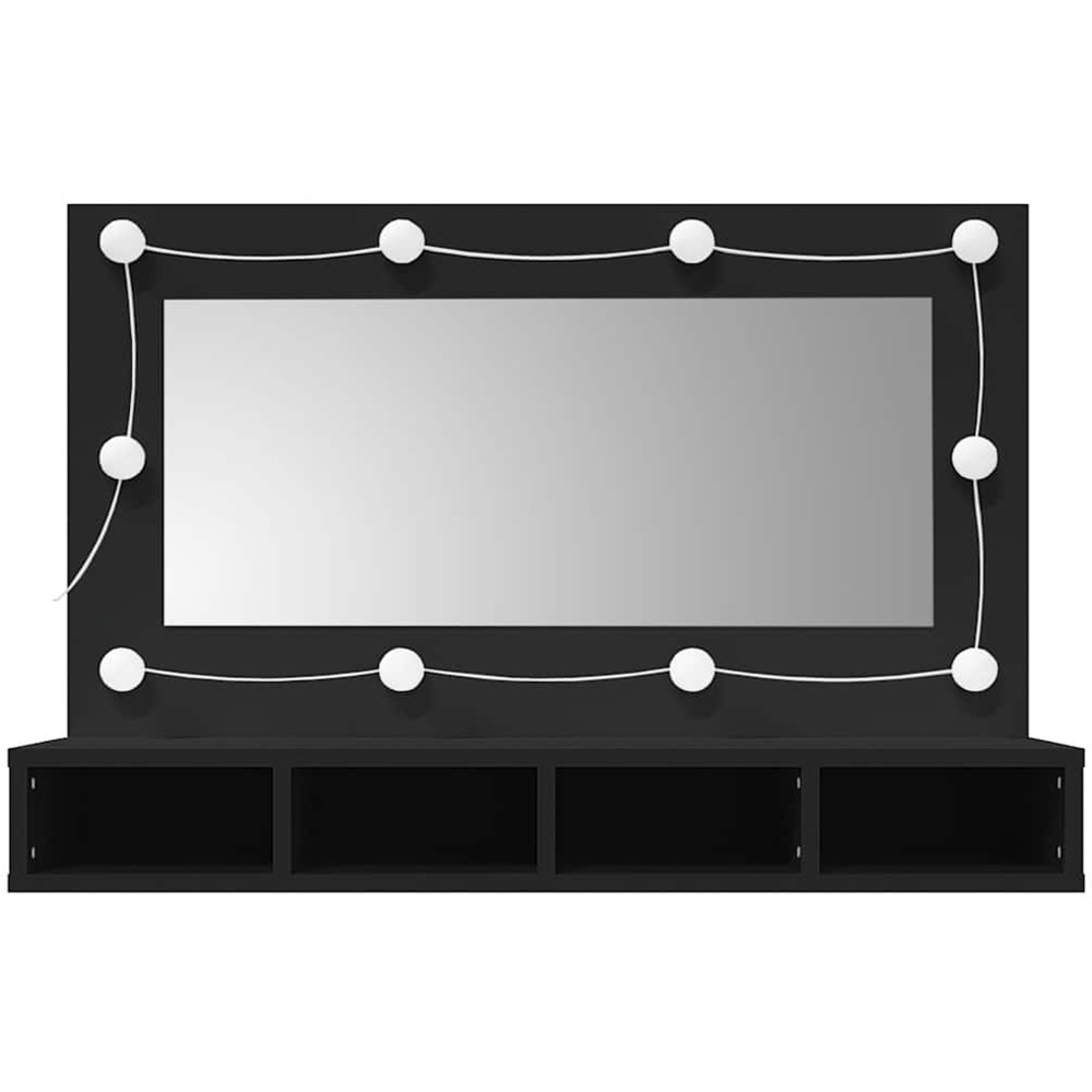 vidaXL 4 Shelf LED Mirror Black Cabinet Image 4
