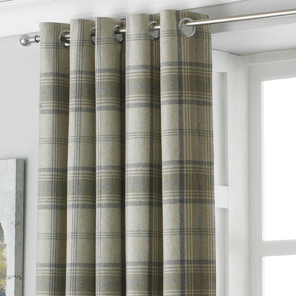 Paoletti Aviemore Natural Tartan Check Eyelet Curtain 183 x 229cm Image 2