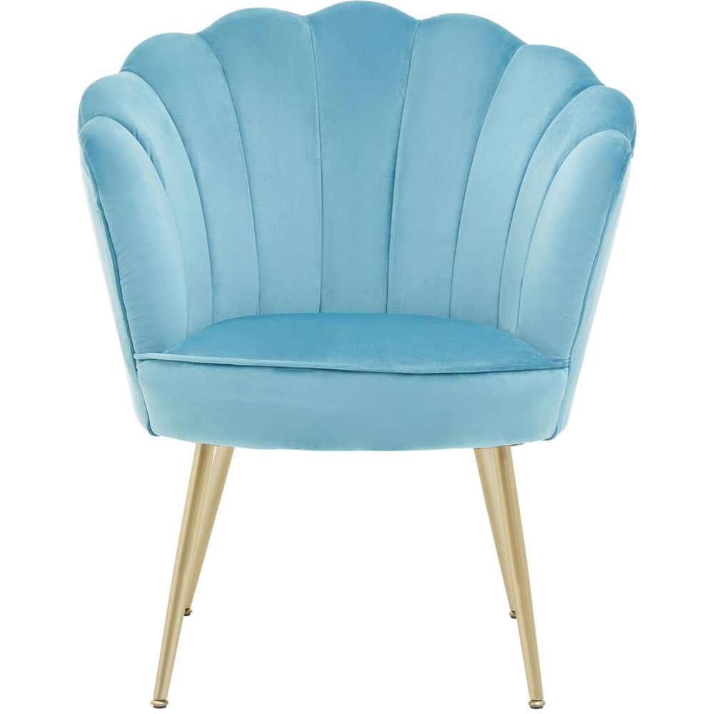 Premier Housewares Ovala Aqua Blue Velvet Scalloped Chair Image 5