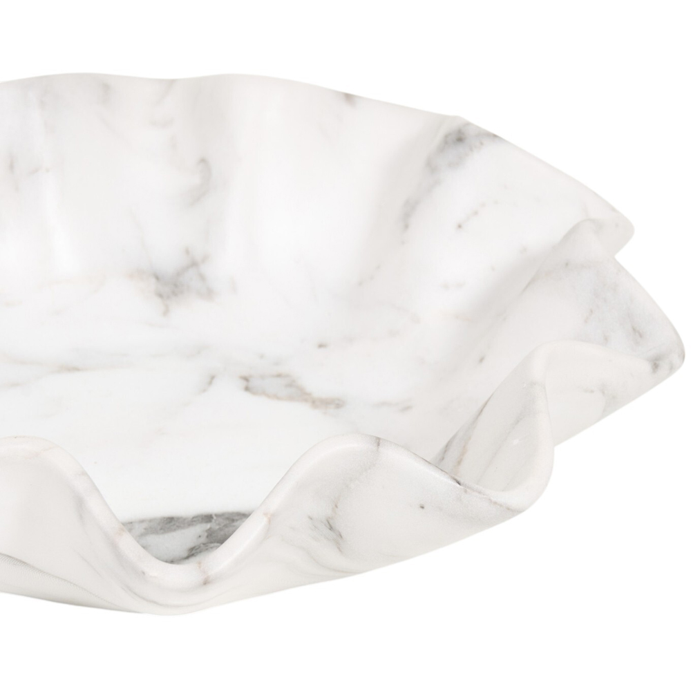 Wavy Marble Display Bowl White Image 4