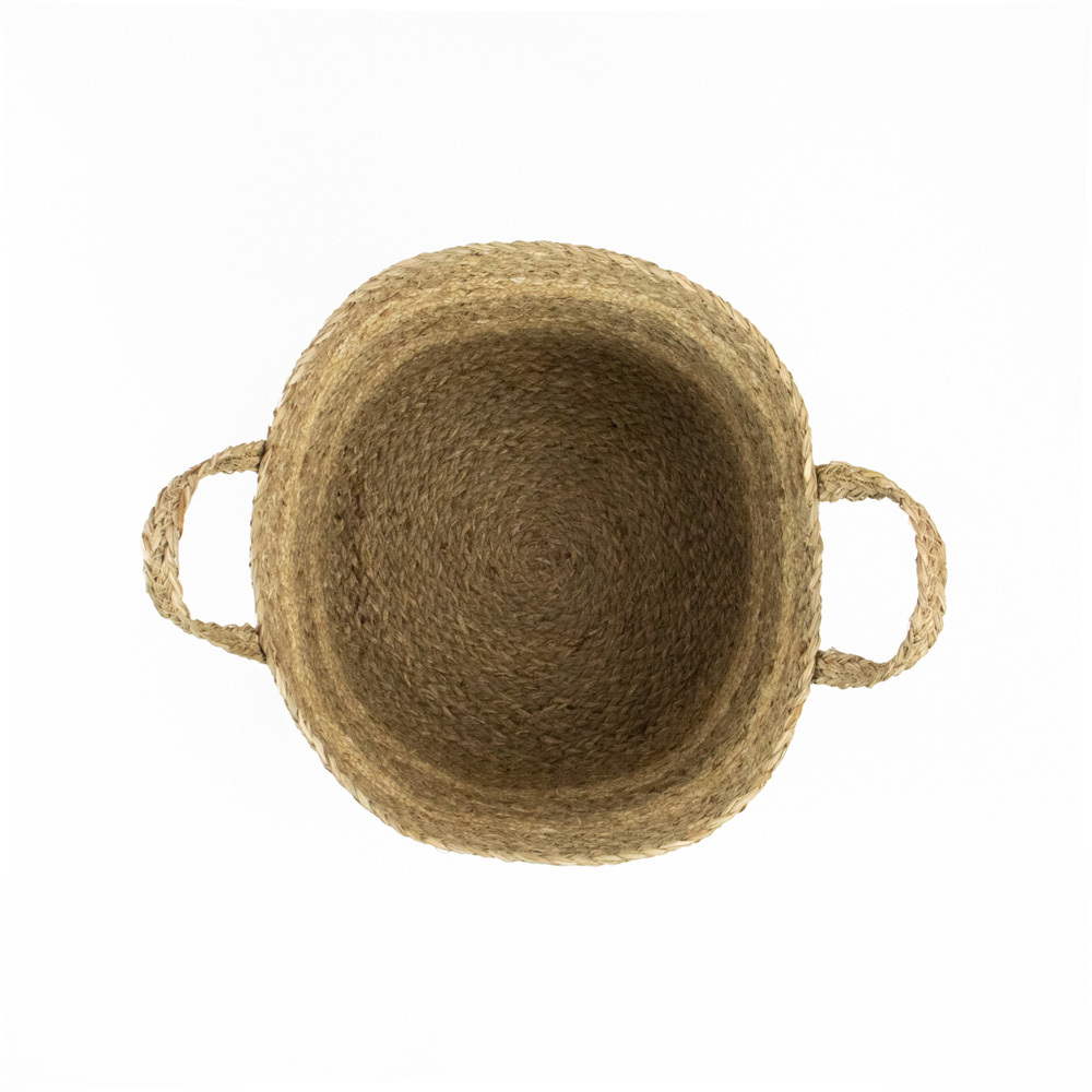 JVL Palma Maize Natural Round Storage Basket with Handle Image 3