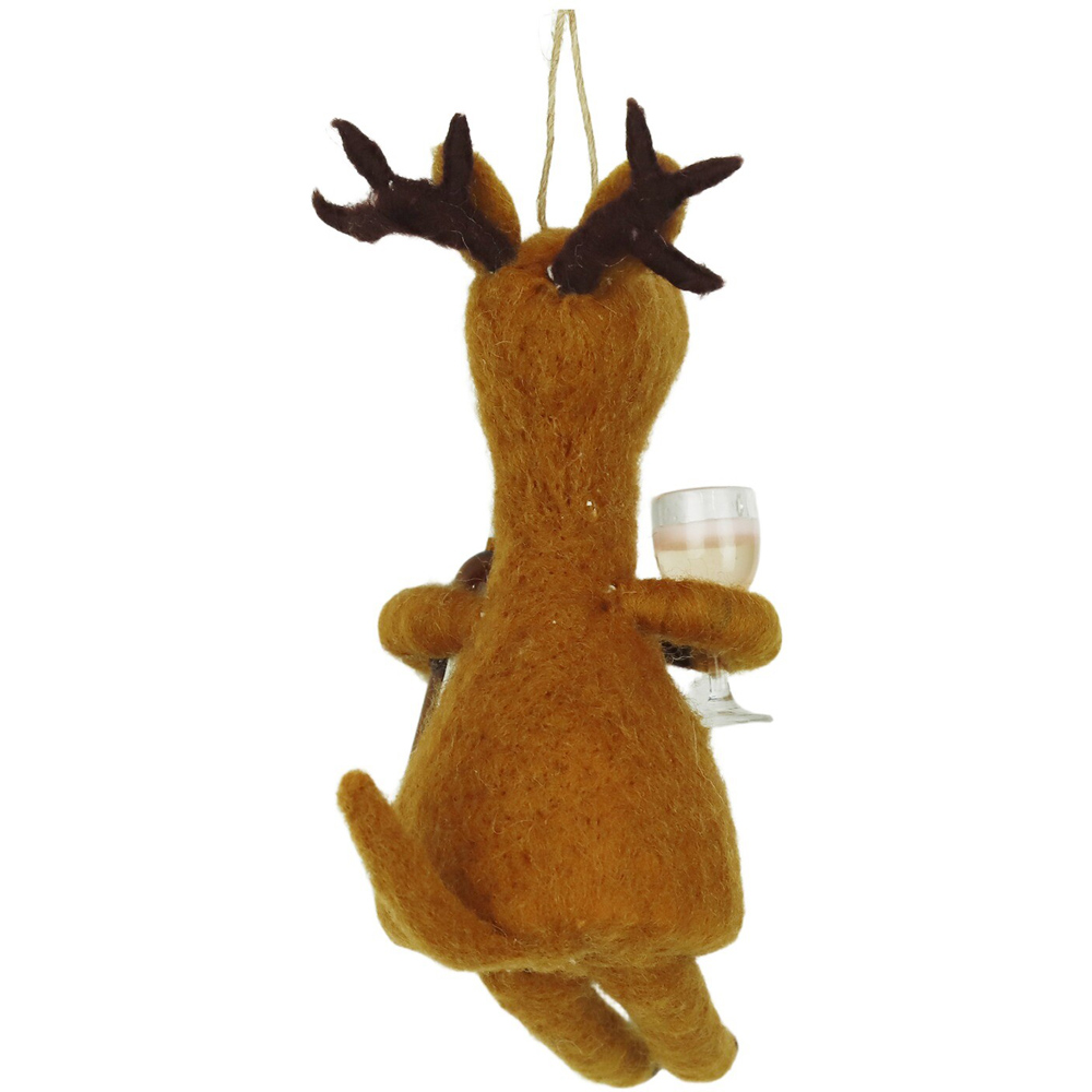 Wool Wine Reindeer Hanging Decoration Brown Image 3