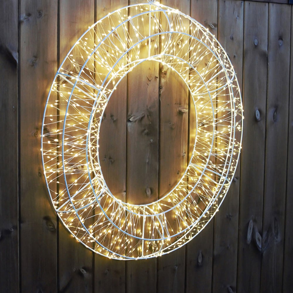 Xmas Haus Warm White LED Metal Wreath 50cm Image 4