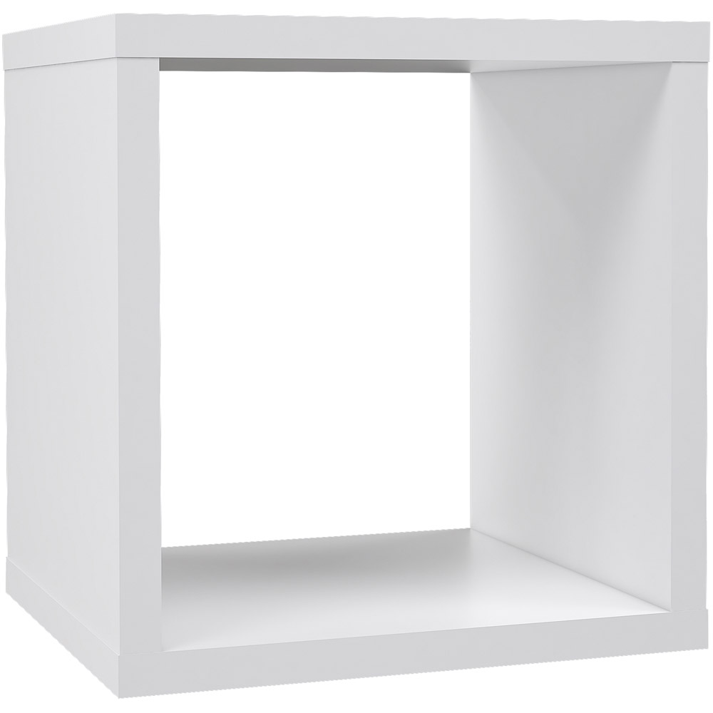 Florence Mauro Single Shelf White High Gloss Bookshelf Image 2