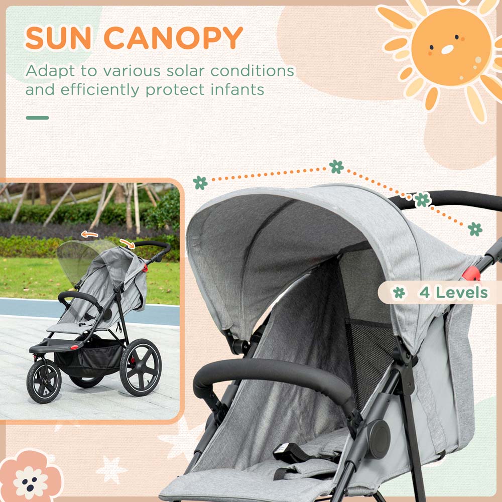 Portland Grey Three Wheeler Baby Stroller Image 2