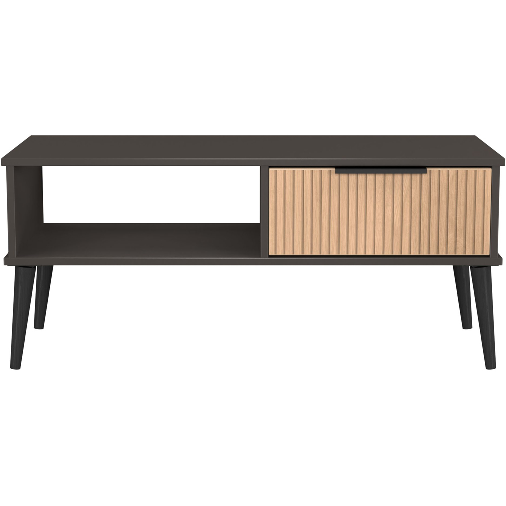 Crowndale Hong Kong Single Drawer Slatt Effect and Graphite Coffee Table Ready Assembled Image 2
