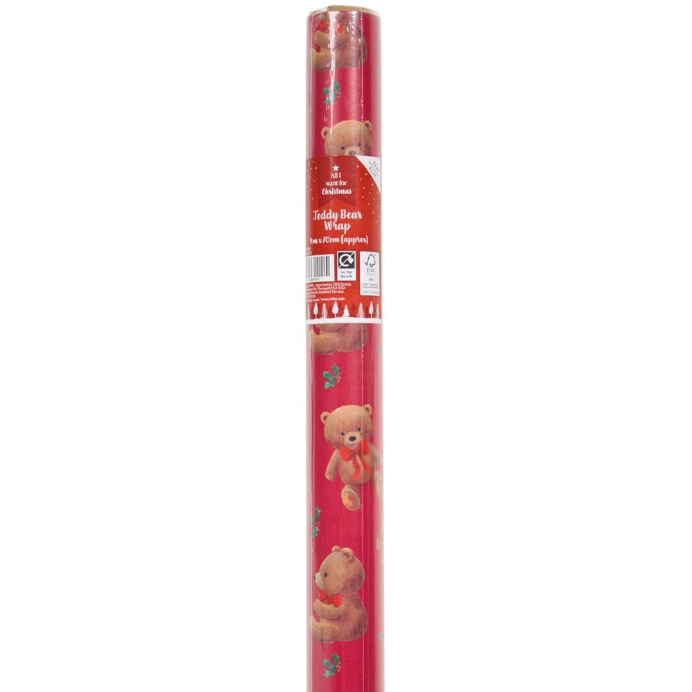 Teddy Bear Wrapping Paper Red Image 3