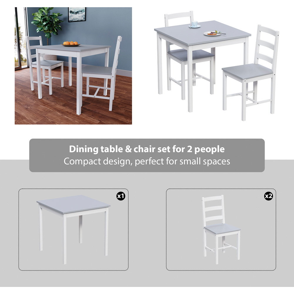 Vida Designs Yorkshire 2 Seater Dining Set White and Grey Image 5