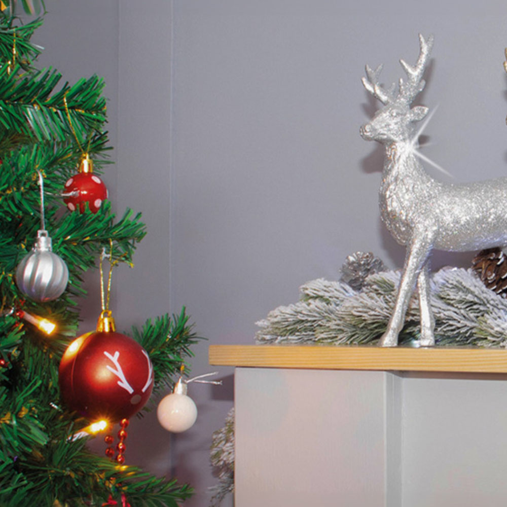St Helens Silver Glitter Reindeer Christmas Decoration Image 5
