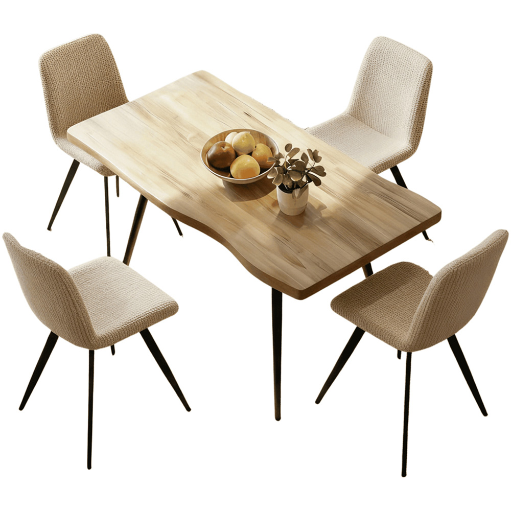 Home Source Avara and Ashford 4 Seater Rectangular Dining Set Oak Woodgrain Effect and Beige Image 2