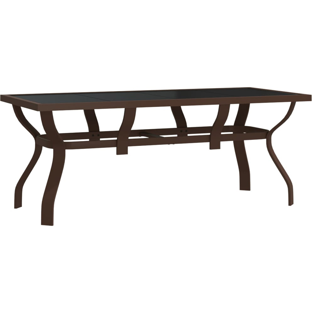 vidaXL 6 Seater Metal Rectangular Garden Dining Table Brown and Black Image 2
