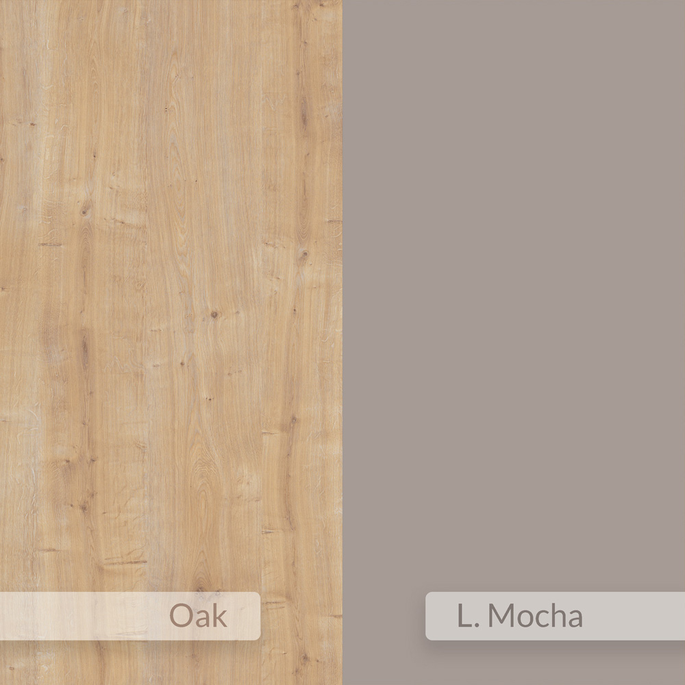 Decortie Oppa 11 Shelf Oak Mocha Grey Asymmetric Bookcase Image 6