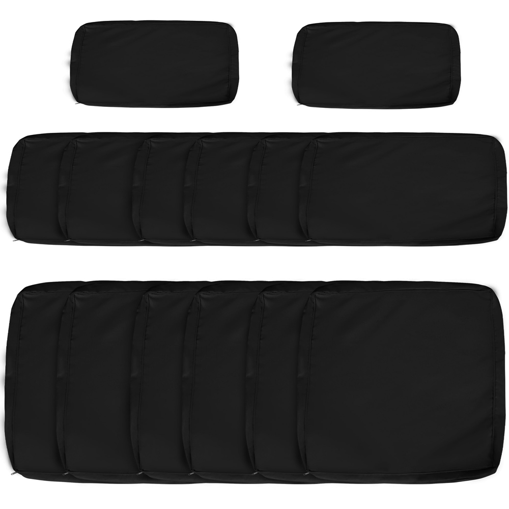 Outsunny Black Polyester Rattan Garden Lounge Set Replacement Cover 14 Pack Image 1
