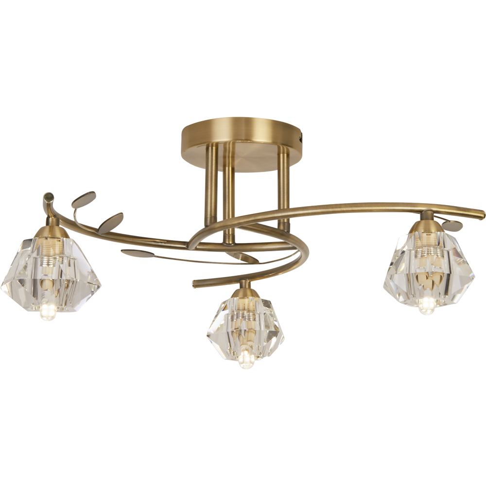 Lighting Collection Aziel 3 Light Acrylic Diamond Shade LED Ceiling Fitting Image 3