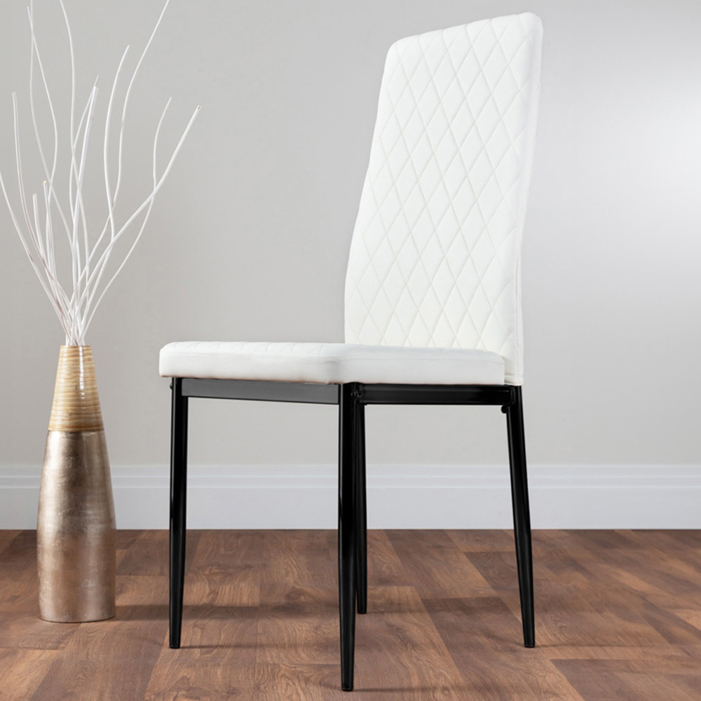 Furniturebox Valera Set of 4 White and Black Faux Leather Dining Chair Image 1