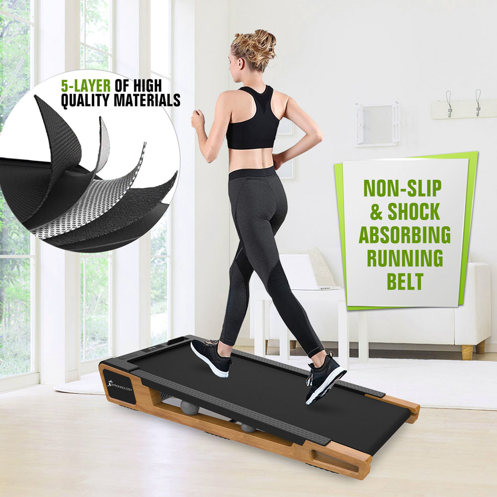 Strongology INCLINO Walnut Wood Quiet Adjustable Speed Treadmill 560W Image 2