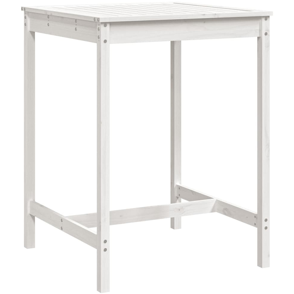 vidaXL 2 Seater Solid Pine Wood Slatted Garden Dining Table White Image 2