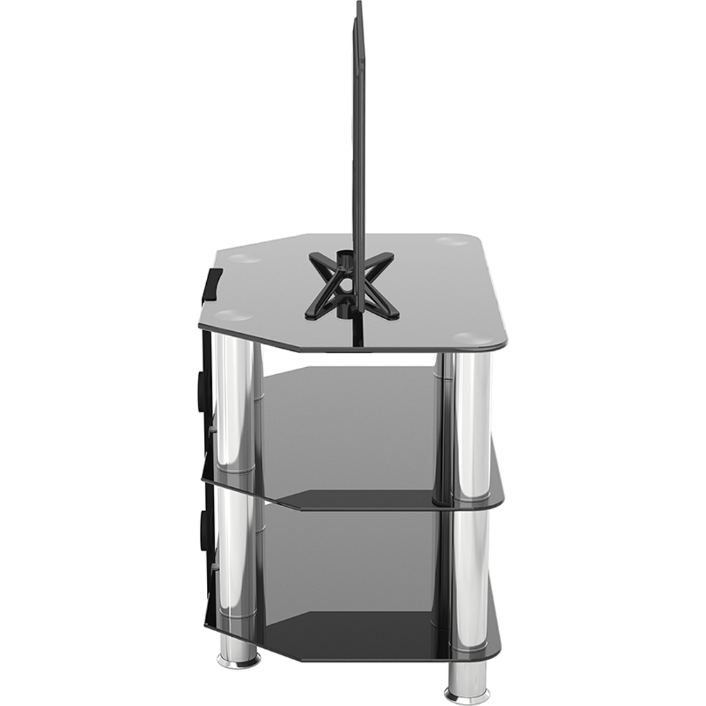 AVF Classic 2 Shelf Black and Chrome Glass Corner TV Unit with Cable Management Image 7