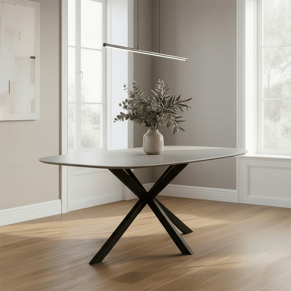Home Source Sigma 4 Seater Oval Dining Table Grey Image 4