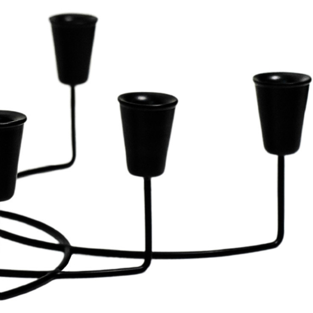 Ivyline 8 Piece Black Circular Taper Candle Holder Image 4
