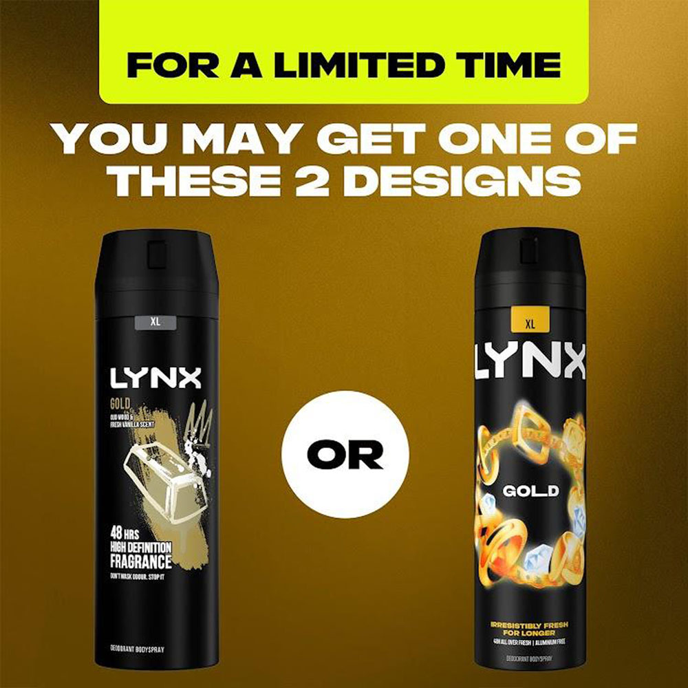Lynx Gold Oud Wood and Fresh Vanilla 48H Protection Deodorant Body Spray 200ml 36 Pack Image 5