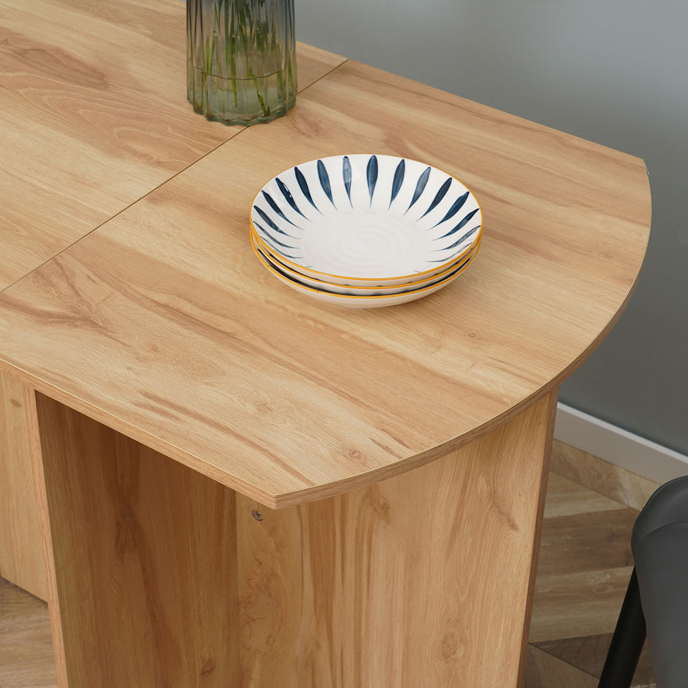 HOMCOM 4 Seater Oak Drop Leaf Dining Table Image 3